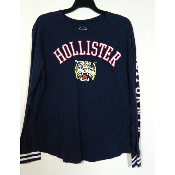 Hollister Other - Hollister Mens Graphic Tee Long Sleeve Navy Tiger California Print LARGE